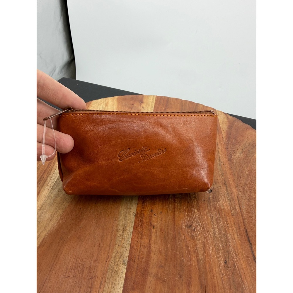 Cuoieria Fiorentina Leather coin Pouch Small Brown Italian Zippered Key Case